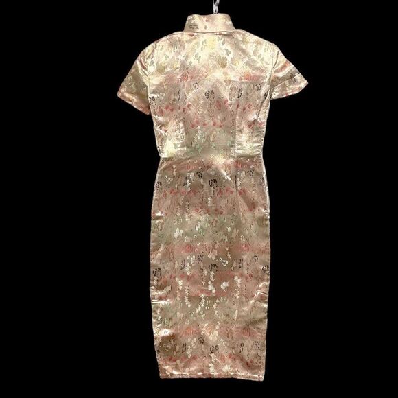 Vintage 60’s Styles Tailors Satin Floral Qipao Cheongsam Dress - Picture 6 of 7